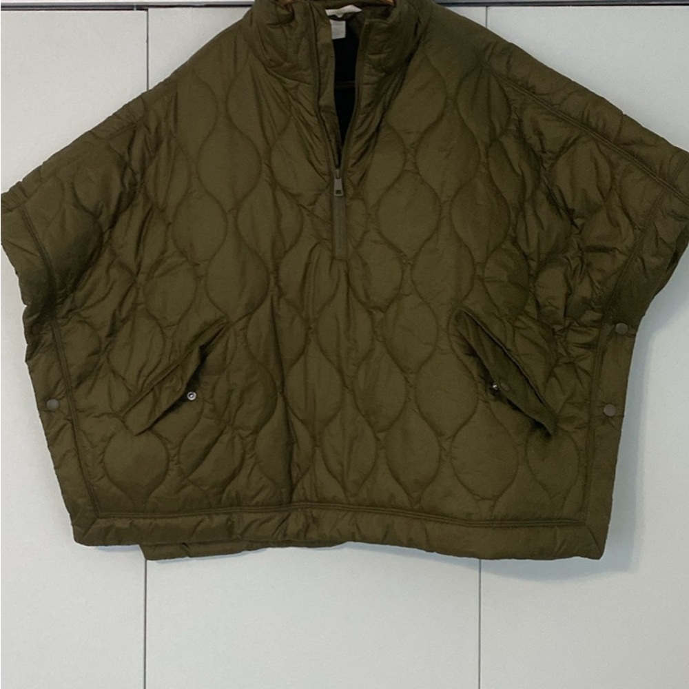 H&M Olive Quilted Poncho